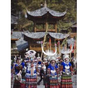 Elaborate Costumes Worn at a Traditional Miao New Year Festival in 