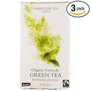 Hampstead Tea Organic Fairtrade, Green Tea, 25 Count Sachets (Pack of 