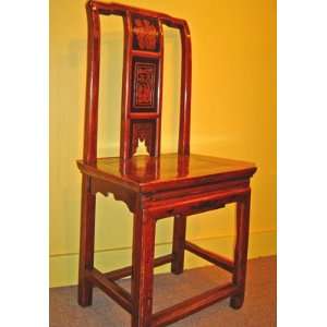  F22087 Antique Carved Straight Back Chinese Chair, circa 