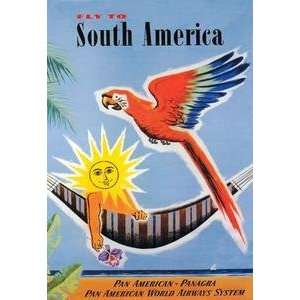  Vintage Art Fly to South America   00250 6