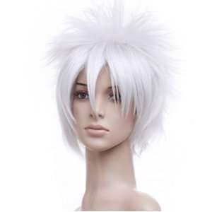  Spiky White Short Length Anime Cosplay Wig Costume Toys 