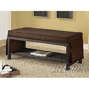    Acme Furniture Chocolate Fabric Bench 10075