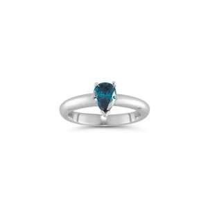  0.53 Cts Blue Diamond Solitaire Ring in 14K White Gold 5.5 