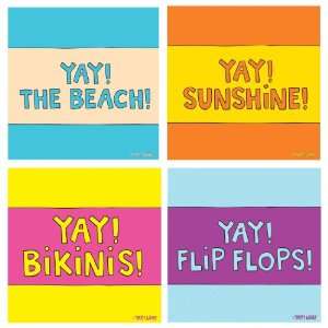  Yay Beach Sunshine Bikinis Flip Flops Stone Coasters 