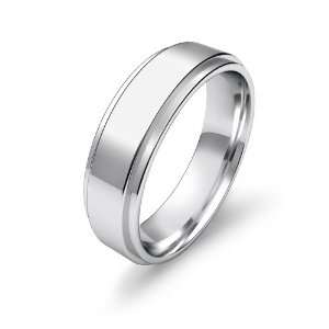 10.6g Mens Flat Step Down Wedding Band 6mm Comfit Fit Platinum Ring 