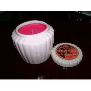  Voluspa Apricot Nectar White Ribbed Ceramic Candle
