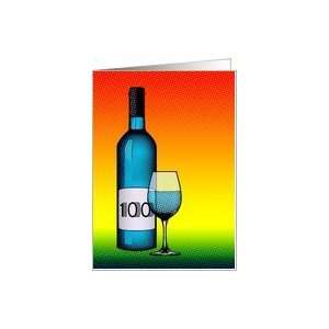  100th birthday  halftone wine bottle and glass Card Toys 