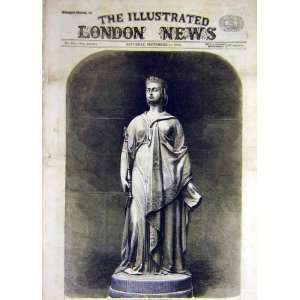   1858 Statue Queen Victoria Leeds Townhall Old Print