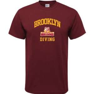  Brooklyn College Bulldogs Maroon Diving Arch T Shirt 