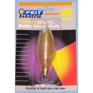  Feit Amber Satin Glow 25W 120V B10 Candelabra Bulb E12 