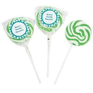 24 Personalized Green Gingham Swirl Pops   Suckers & Pops  