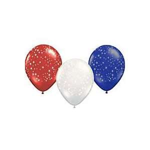 Red, White & Blue Balloons with Stars   Latex   One Dozen 