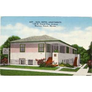 1950s Vintage Postcard Art   Earl Hotel Apartments (132 N. Grand View 