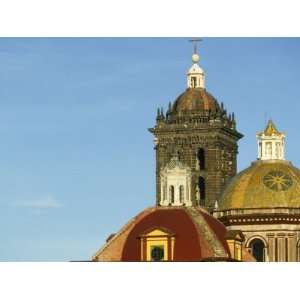  Domes and Baroque Bell Tower of Puebla Cathedral Built in 