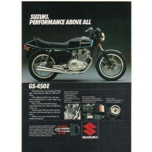  1982 Suzuki GS 450E Motorcycle Print Ad (24002)