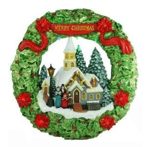  Merry Christmas Village Scene LED Wreath Case Pack 4