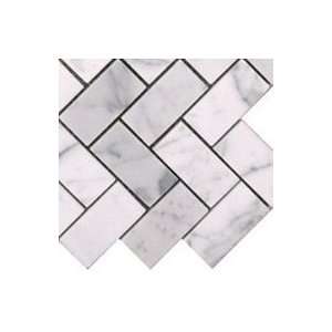  (Sample) Carrara Bianco Polished 1x2 Herringbone Mosaic 