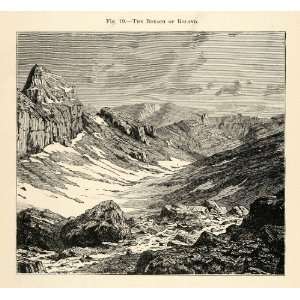   France Spain Mountain   Original Wood Engraving