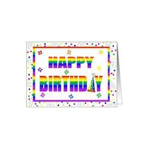  22 Year Old Happy Birthday Rainbow With Hat & Confetti 