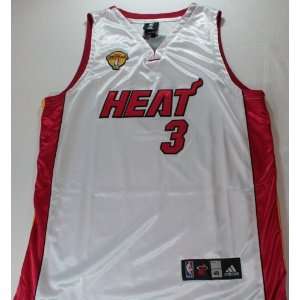 Dwyane Wade Miami Heat White Sewn Jersey with The Finals Patch   Size 