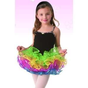   Rainbow Tutu Black Leotard Dress Girls Dance Costume L Toys & Games