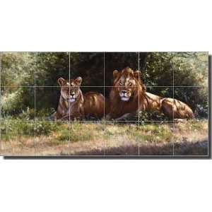Royal Couple by Edward Aldrich   Lions Wildlife Ceramic Tile Mural 25 