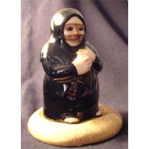  Saudi Woman Glass Figurine with Face Mask and Stand 