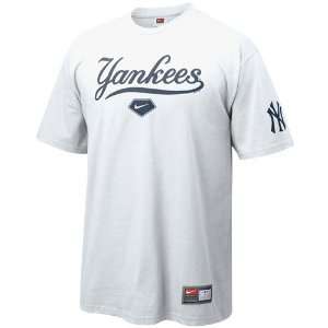  Nike New York Yankees White Practice T shirt Sports 