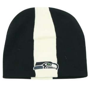  Seattle Seahawks Center Stripe Winter Knit Beanie Hat 