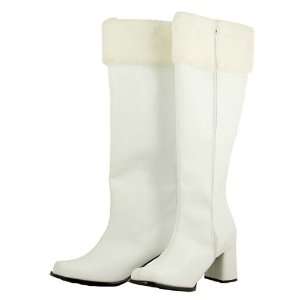 Womens Sexy Mrs. Claus White with Faux Fur Knee High 