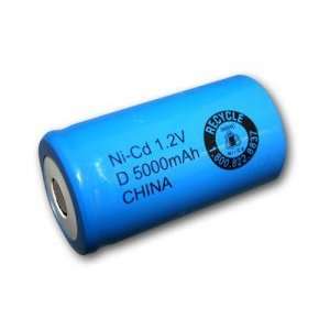  D Size Rechargeable Battery 5000mAh NiCd 1.2V Flat Top 