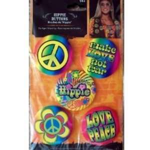    Hippie Buttons Peace Sign 60s Slogans Set of 5 Toys & Games