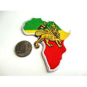 Rasta Flag Patch, 3.5 x 3 Iron On Embroidered Patch (Africa Lion of 