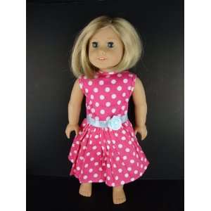  A Classic Sleeveless Dress in Pink with Small White Polka 