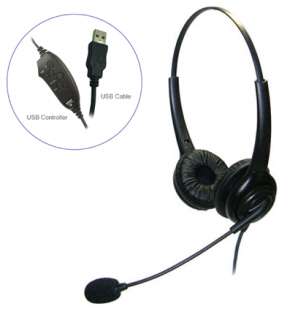 Dual Ear USB Call Center Headset volume, mute control  