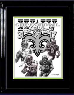 SAINTS XLIV CHAMPION LITHOGRAPH BREES BUSH COLSTON #3  