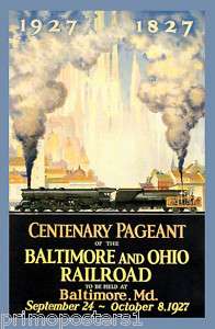 TRAIN 1827 1927 BALTIMORE MD OHIO RAILROAD REPRO POSTER  