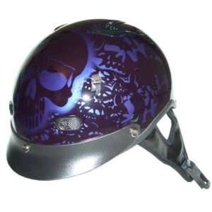  DOT Certified Purple Bone Yard Shorty Motorcycle Helmet 