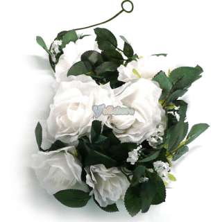10 X White Rose Garland Silk Wedding Flowers Arch Decor  