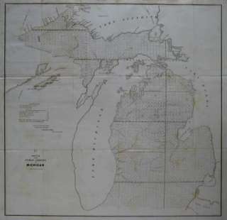 1852 Survey Map MICHIGAN Keweenaw Isle Royale Saginaw  