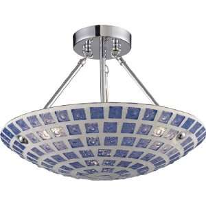  3 Light Semi Flush In Blue