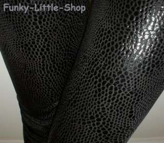 shiny black snake print leggings tight pants rock pt365  