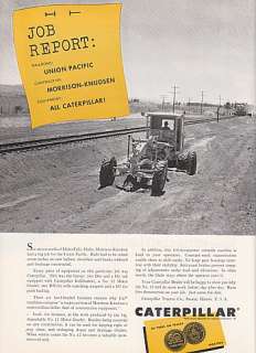 1954 Caterpillar Motor Grader Ad UPRR Union Pacific Railroad Idaho 