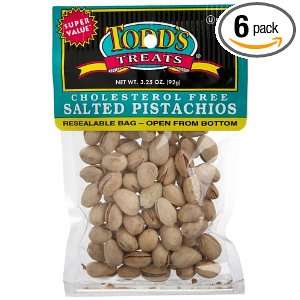Todds Incorporated Cholesterol Free Salted Pistachios, 3.25 Ounce 