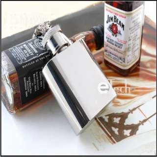1OZ Stainless Steel Hip Alcohol Pocket Flask KeyChain  