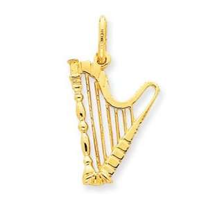    14k Harp Charm   Measures 28.3x15.5mm   JewelryWeb Jewelry