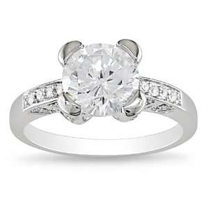   Silver 3 4/5 CT TGW Round White Cubic Zirconia Engagement Ring