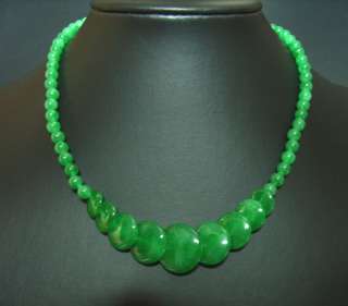 16.5 MALAYSIA IMPERIAL GREEN JADE BEAD NECKLACE GEMS  