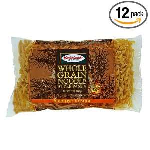 MANISCHEWITZ Whole Grain Yolk Free Medium Noodles, 12 Ounce Bags (Pack 
