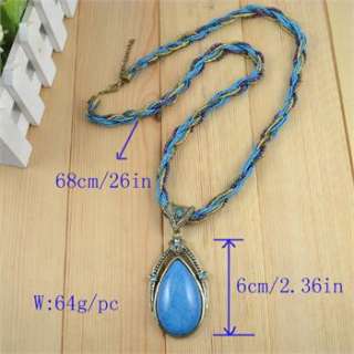 Antique Cocktail Multi Chain Resin Bead Drop Pendant Crystal Necklace 